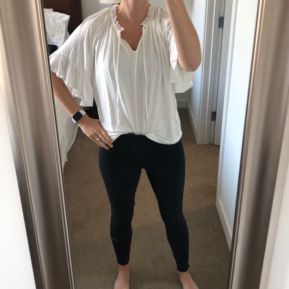 JCrew white peasant top! Size XS